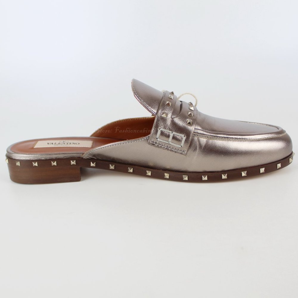 NEW VALENTINO GARAVANI Soul Rockstud Leather Flat/ Mule, EU 36.5 - Picture 8 of 16